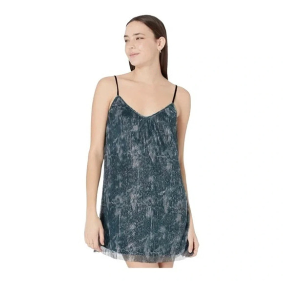 BB Dakota x Steve Madden Metallic Green Slip Mini Dress - Picture 1 of 8